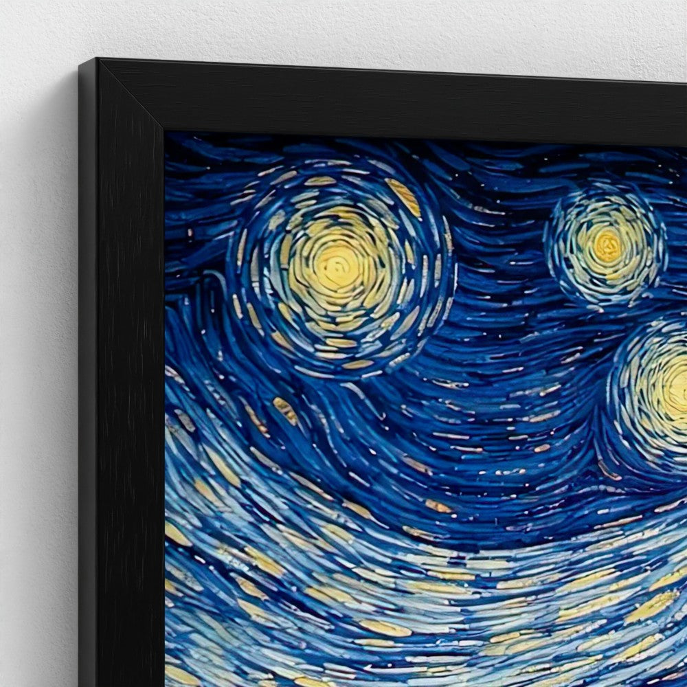 Gouden Bosporus: Istanbuls Skyline - Van Gogh Stijl - Ingelijst (50x70cm) - Fine Art Print