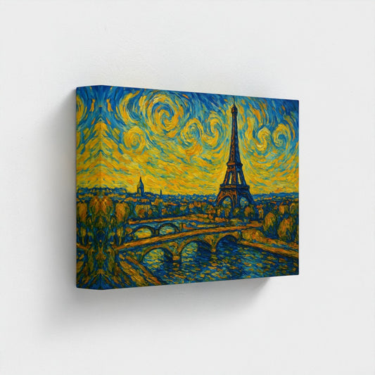 Eiffeltoren in Parijs -Van Gogh stijl - Eco Canvas - (Gerecycled)