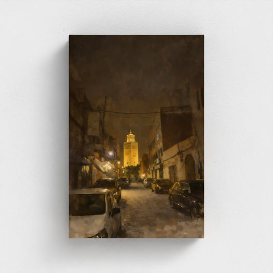 Marrakech bij Nacht - Moderne Stijl – Eco-Canvas (Gerecycled)