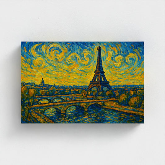 Eiffeltoren in Parijs -Van Gogh stijl - Eco Canvas - (Gerecycled)